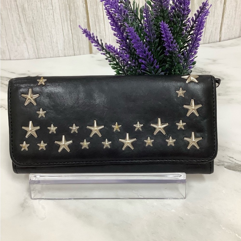 GUC Jimmy Choo Long Black Star-Studded Clutch / Wallet